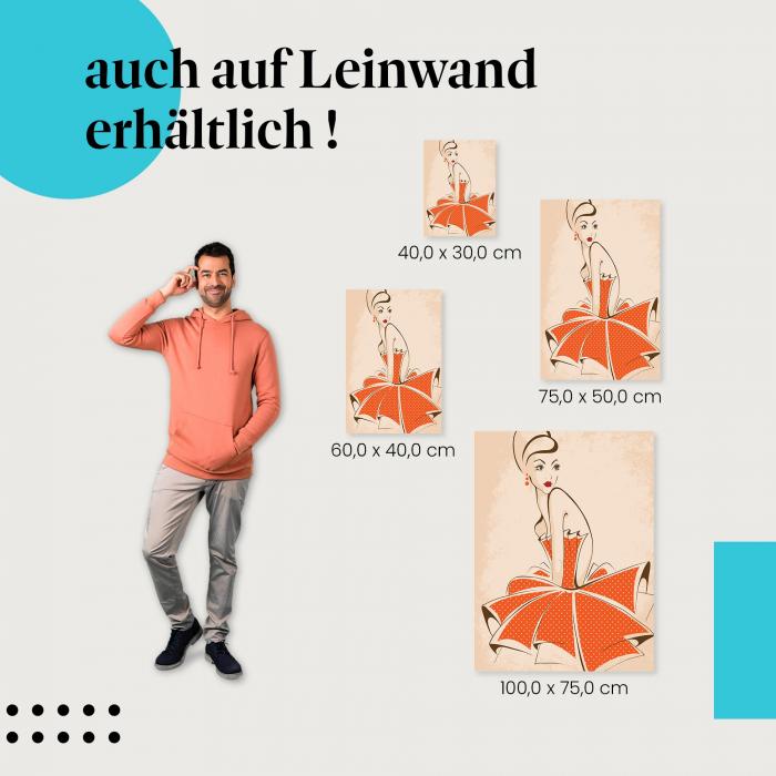 Leinwandbild "Elegante Frau im roten Kleid": Mode & Illustration