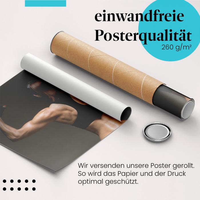 Gerolltes Poster "Fitness & Stärke" - Motivation & Training, sicher verpackt.