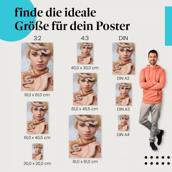 Frau, Poster: Schlange, blond, Blick, faszinierend.