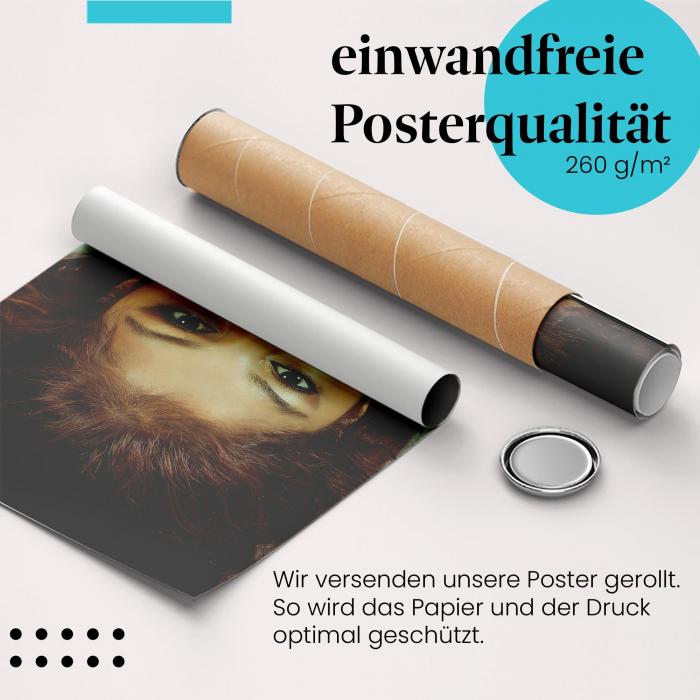 Gerolltes Poster "Frau & Schlange". Mystik & Weiblichkeit, sicher verpackt.