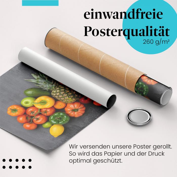 Gerolltes Poster "Exotische Früchte" - Frische & Geschmack, sicher verpackt.