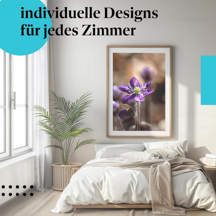 Blumenposter: "Lila Frühlingsblume" - Lila Blume in Nahaufnahme