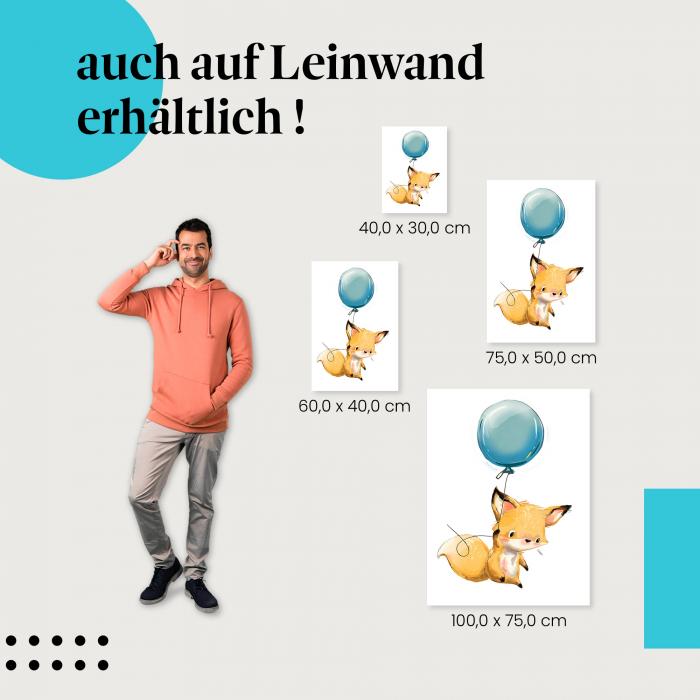 Fuchs: Leinwandbild. Ballon, Himmel, Abenteuerlust.