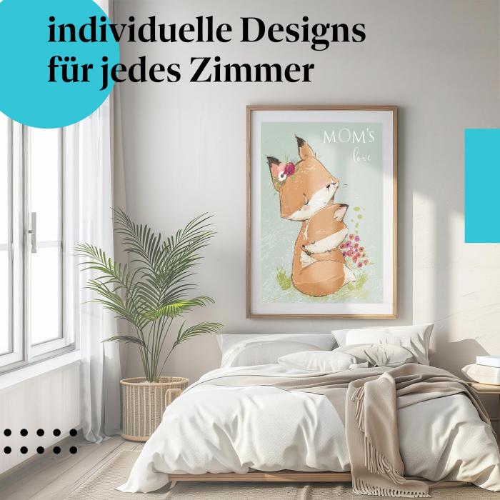 Schlafzimmer Deko: Kinderzimmer mit "Füchse" Leinwandbild. Liebevolle Deko für kleine Tierfreunde.