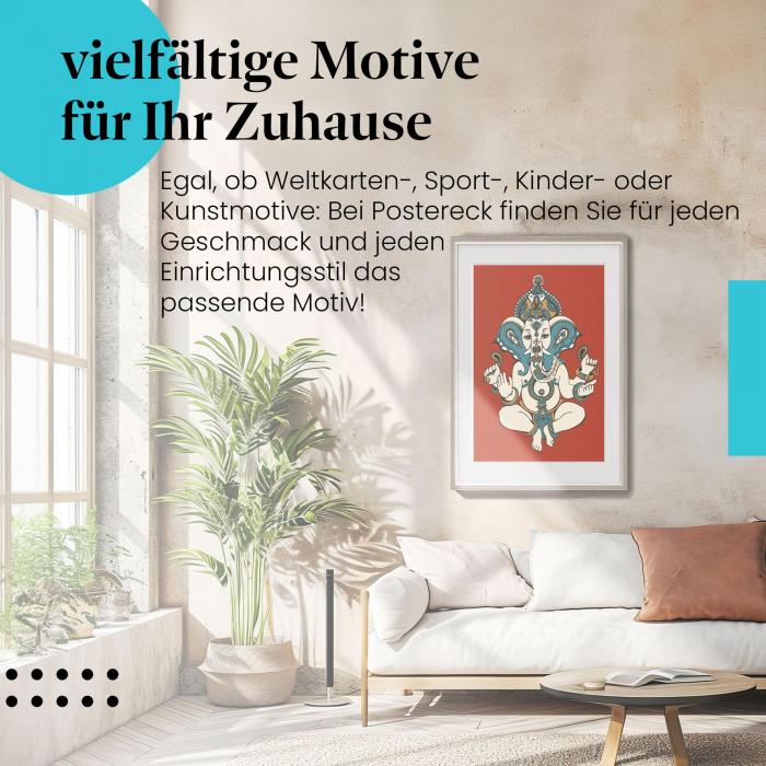 "Ganesha" Leinwandbild: Bunte Darstellung des Hindu-Gottes für dein Zuhause!