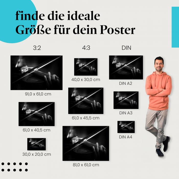 Geige, Poster: Schwarz-Weiß, Musiker, Scheinwerfer.