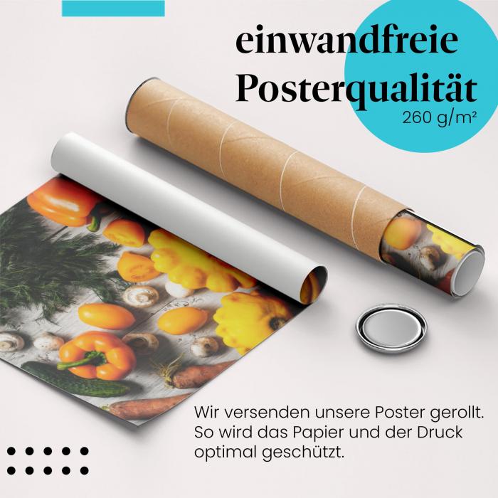 Gerolltes Poster "Gemüse & Kräuter" - Gesunde Ernährung, sicher verpackt.