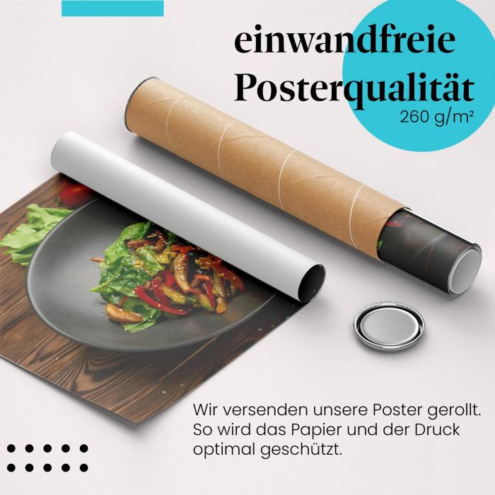 Gerolltes Poster "Gemüsesalat". Gesunde Küche, sicher verpackt.