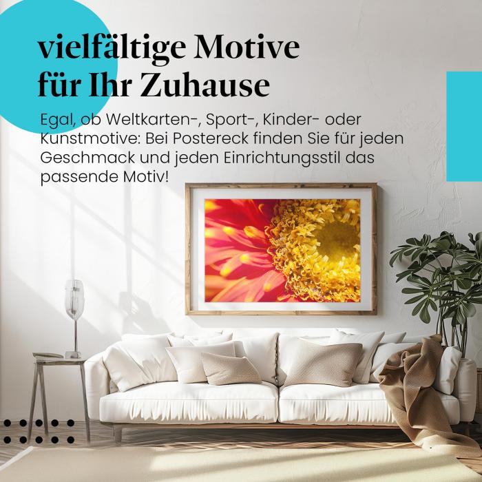 Leinwandbild "Rote Gerbera": Leuchtende Blütenpracht für Ihr Zuhause. Perfekt für alle, die Farbe lieben.