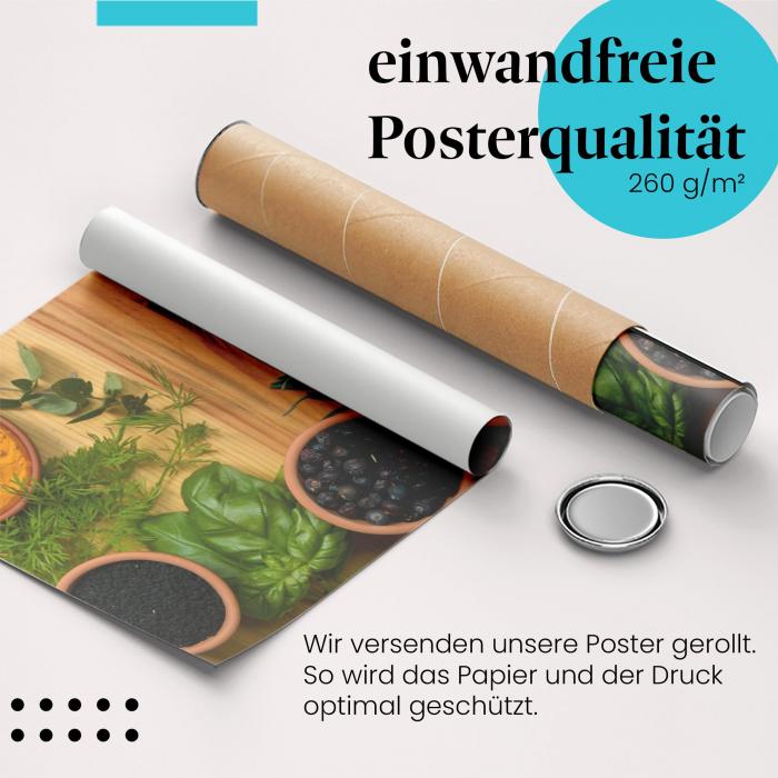 Gerolltes Poster "Gewürzvielfalt" - Aromatische Vielfalt, sicher verpackt.