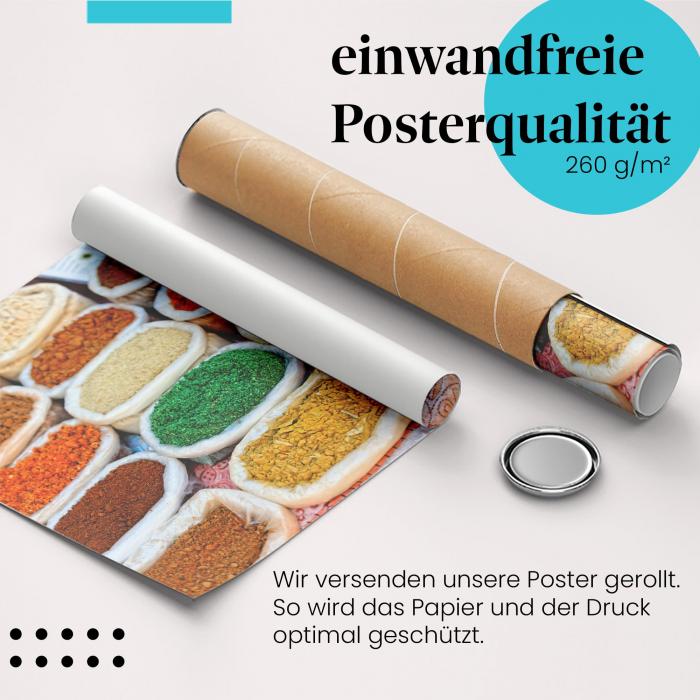 Gerolltes Poster "Gewürzmarkt" - Kulinarische Reise, sicher verpackt.