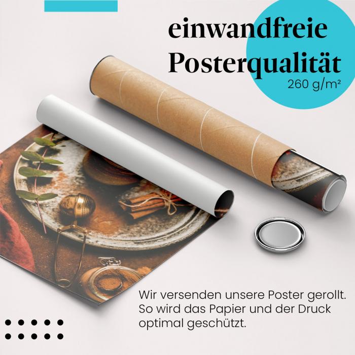 Gerolltes Poster "Gewürztee". Weihnachtszeit, sicher verpackt.