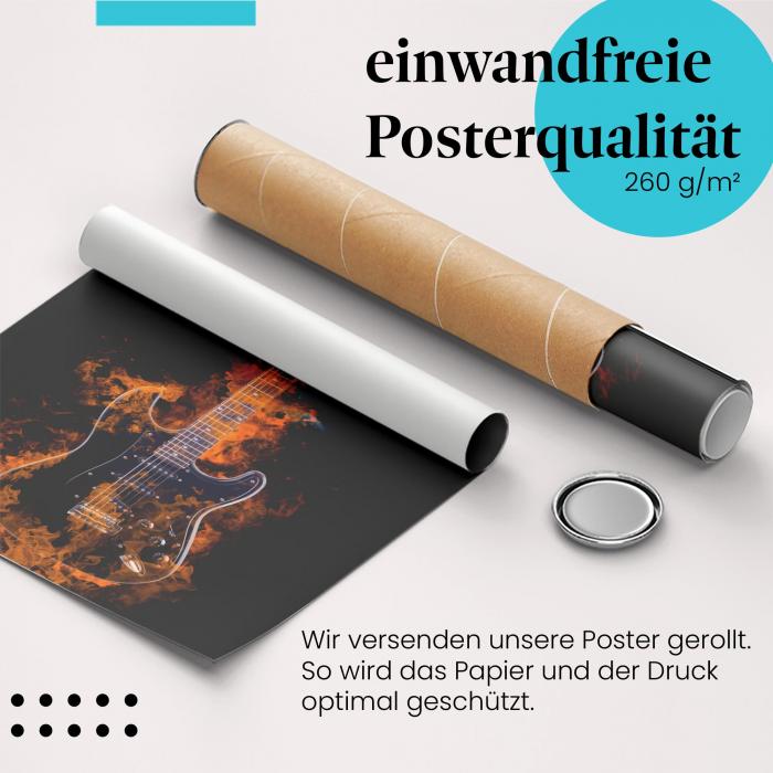 Gerolltes Poster "Rockmusik". Rock'n'Roll, sicher verpackt.