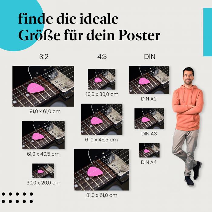 Gitarre mit Plektrum Poster: Detaillierte Nahaufnahme - jetzt bestellen!