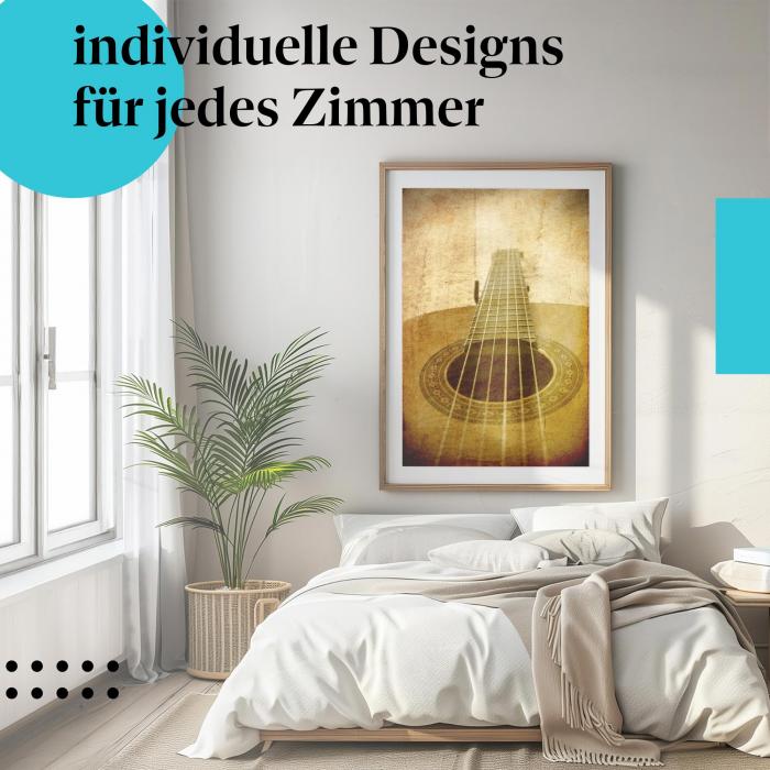 Schlafzimmer Deko: Gitarrenliebe mit "Schallloch & Saiten" Poster