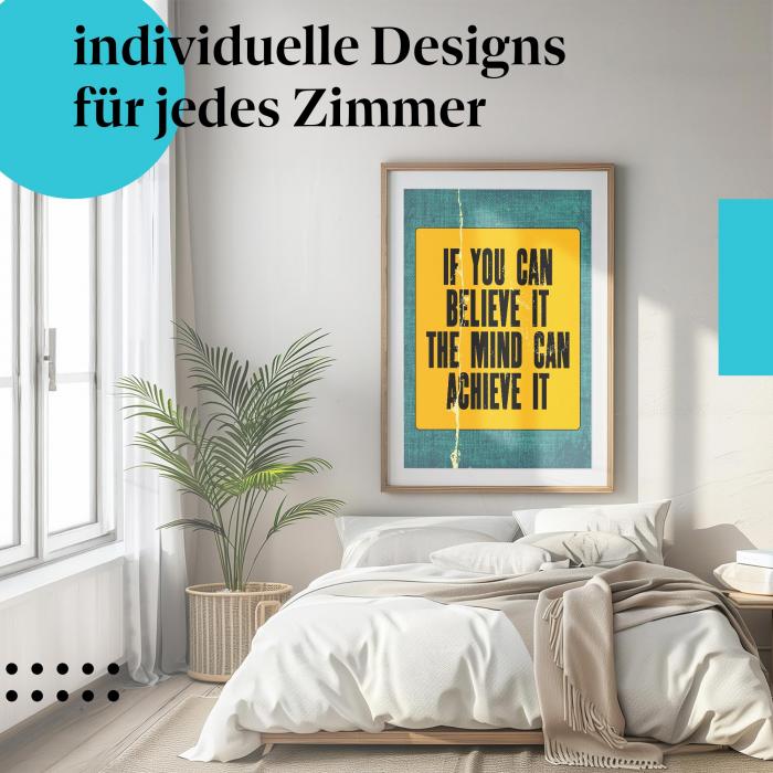 Motivation Poster: "Was du dir vorstellen kannst..." - Spruch & gelber Hintergrund