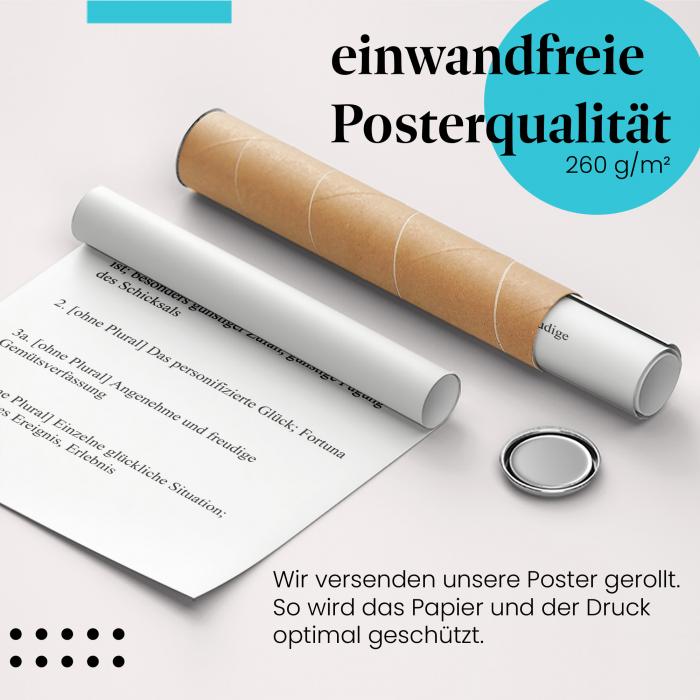 Gerolltes Poster "Glück". Positive Emotionen, sicher verpackt.