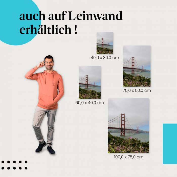 Leinwandbild "Golden Gate Bridge & Blumen": Ein Klassiker der Reisefotografie