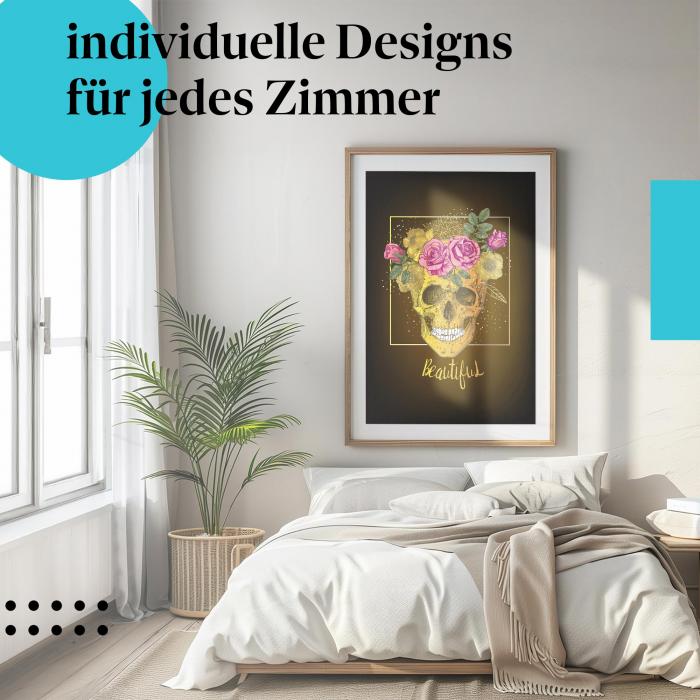 Schlafzimmer Deko: "Totenkopf" Poster - Stilvoll & aussergewöhnlich - ein Hingucker!