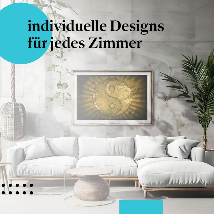 Yin-Yang Poster: "Goldenes Yin-Yang-Symbol" - Harmonie der Gegensätze