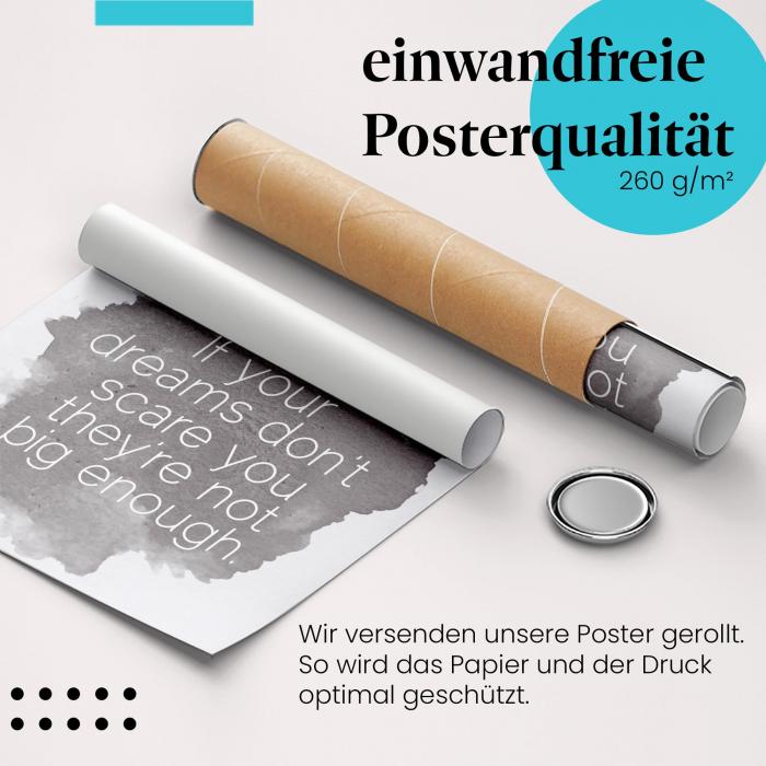 Gerolltes Poster "Große Träume" - Mutmacher, sicher verpackt.