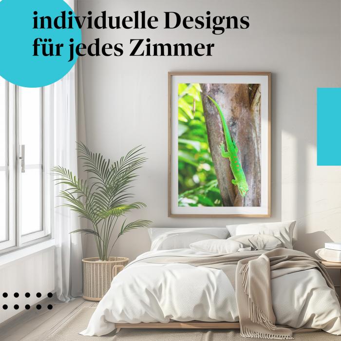 Schlafzimmer Deko: "Gecko" Poster: Ein Hauch von Dschungel - perfekt für Tierliebhaber.