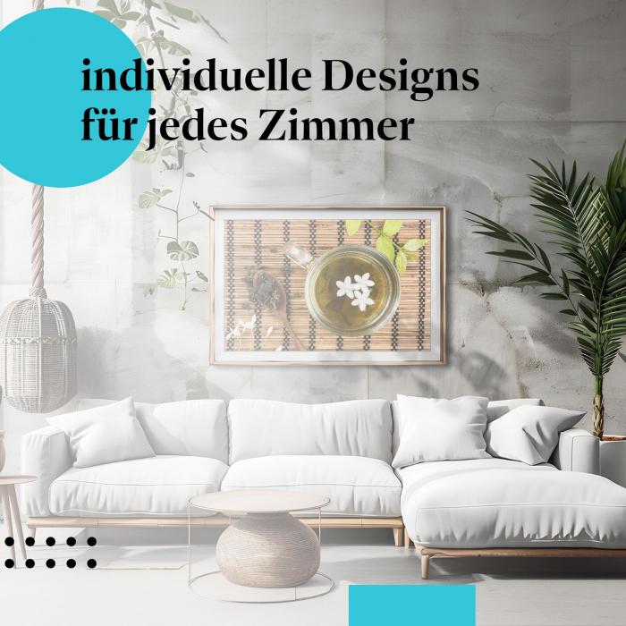 "Auszeit vom Alltag": Kunstdruck "Jasmintee" - Deko für Teetrinker.