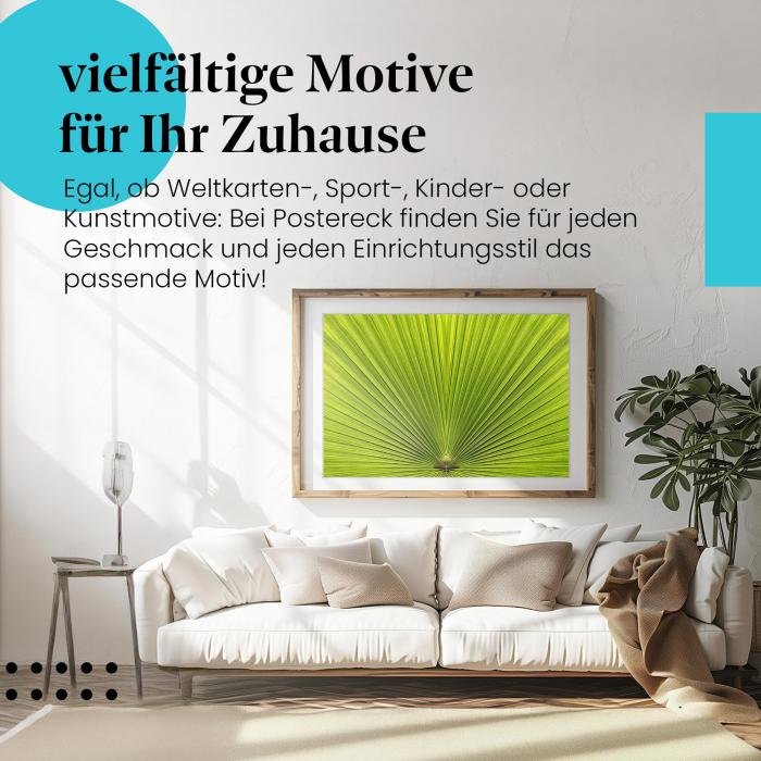 Dieses Leinwandbild mit dem Palmblatt ist ein Hingucker und versprüht tropisches Flair.