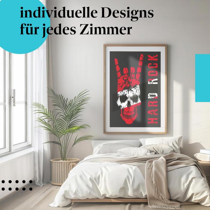 "Rock'n'Roll": Kunstdruck "Totenkopf" - Deko für Musikliebhaber.