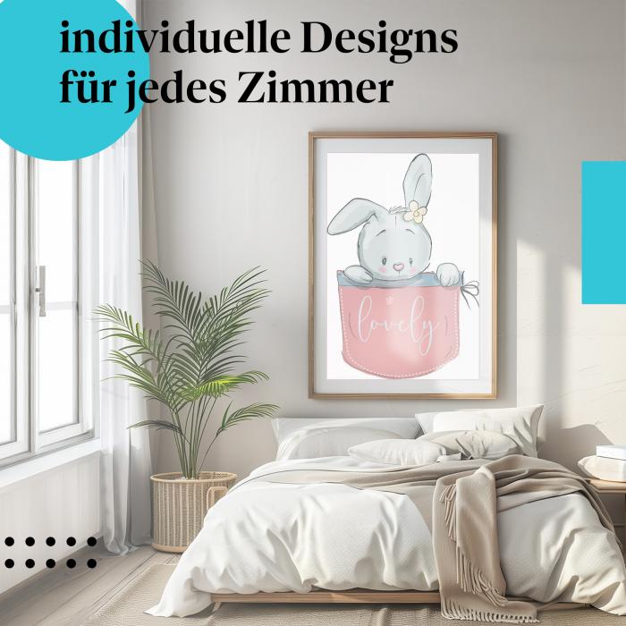 Schlafzimmer Deko: "Hase" Poster: Niedlich & verspielt - perfekt fürs Schlafzimmer.