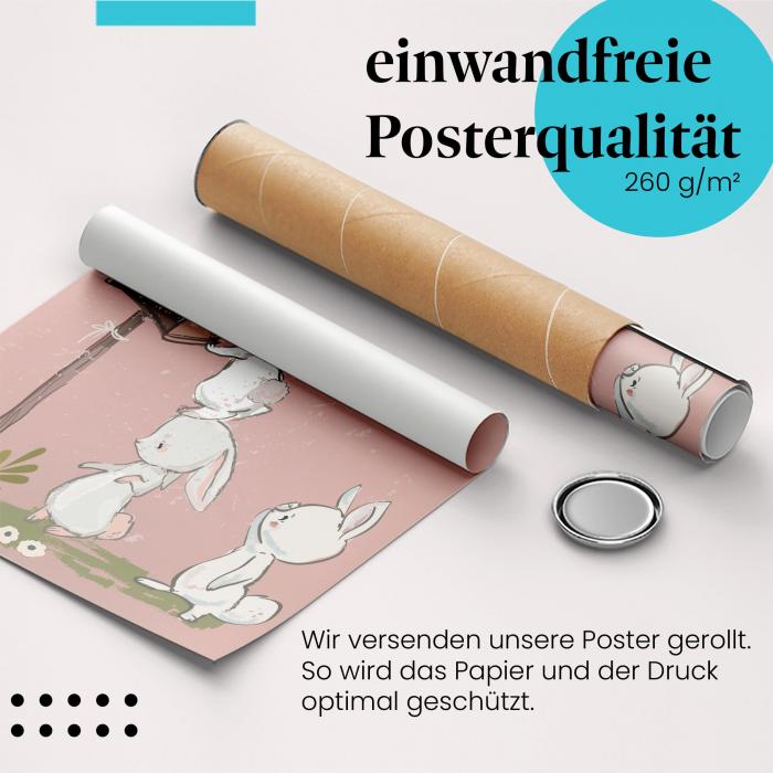 Gerolltes Poster "Hasen & Post" - Tiermotiv & Humor, sicher verpackt.