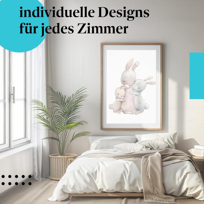 Schlafzimmer Deko: "Hasen" Poster - Familie & Zusammenhalt - perfekt fürs Schlafzimmer.