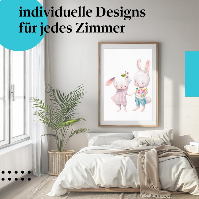 Schlafzimmer Deko: "Hasen" Poster: Liebe & Romantik - perfekt fürs Schlafzimmer.