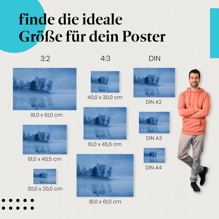 Haus am See im Nebel Poster: Mystische Landschaft!