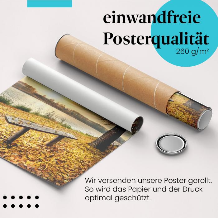 Gerolltes Poster "Herbst am See" - Ruhe & Entspannung, sicher verpackt.