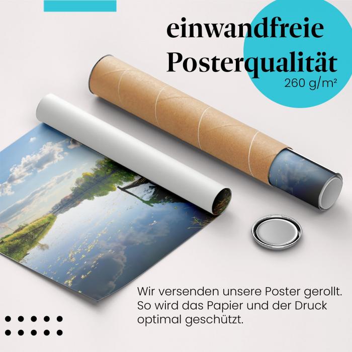 Gerolltes Poster "Herbst am See". Natur & Farbenpracht, sicher verpackt.