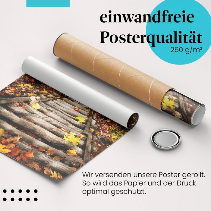 Gerolltes Poster "Herbstpfad". Herbstspaziergang, sicher verpackt.