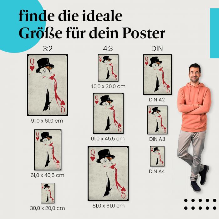 "Herz Dame mit Zylinder" Poster: Verführerische Eleganz!