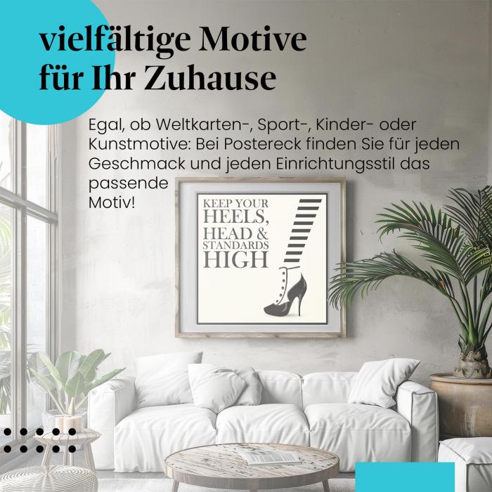 "Starke Frauen": Poster "High Heels & Zitat" - stylisch & motivierend.