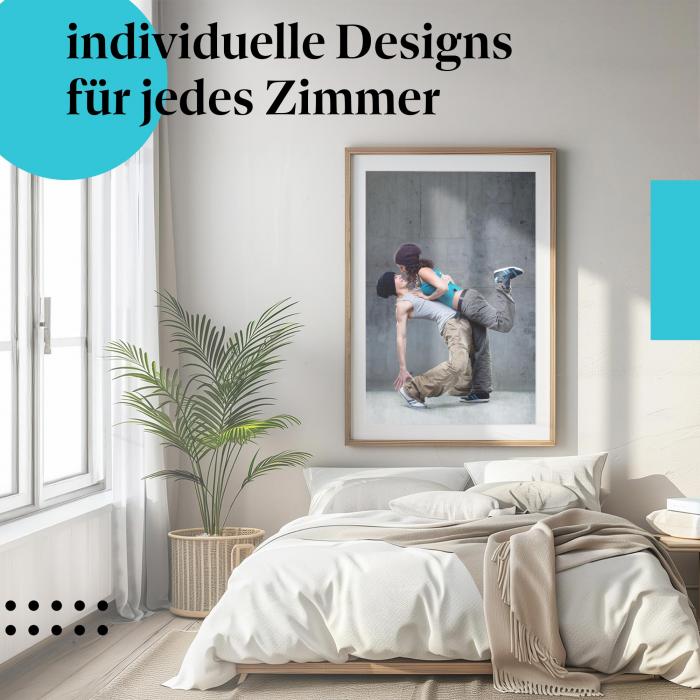 Schlafzimmer Deko: Modernes Zimmer mit "Hip Hop Tanz" Poster. Wanddeko für Tanz-Fans.