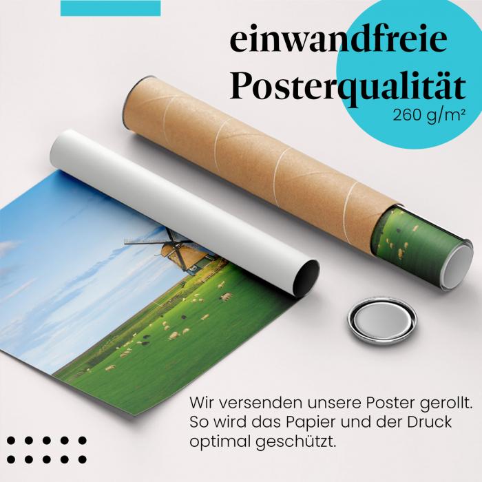 Gerolltes Poster "Holländische Landschaft" - Idylle & Natur, sicher verpackt.