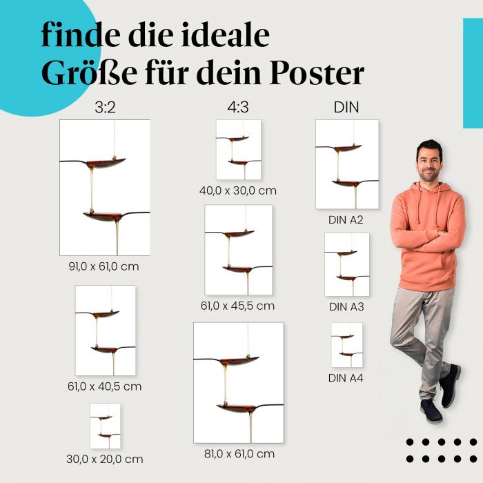 Honigtropfen zwischen Löffeln Poster: Leckerer Honig!