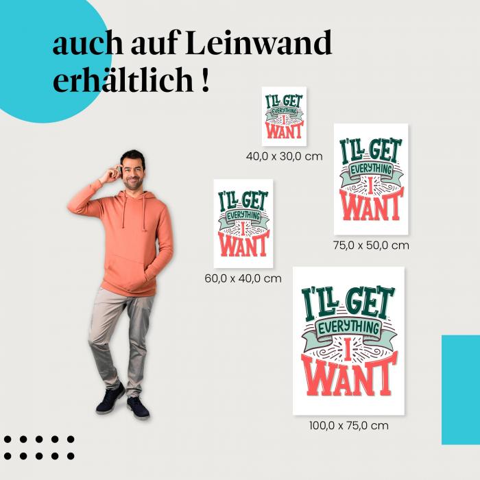 "I'll get...": Leinwandbild. Typografie, bunt.