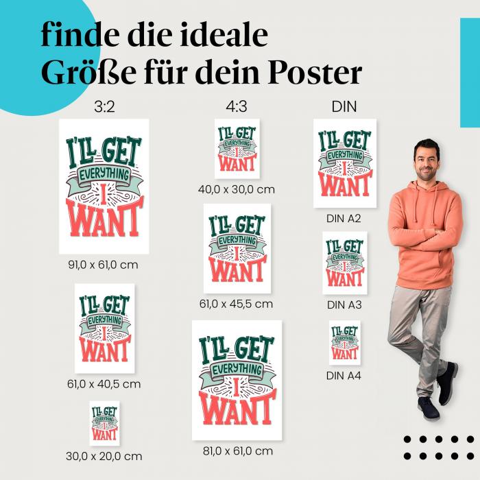 Typografie, Poster: "I'll get...", bunt, verspielt.