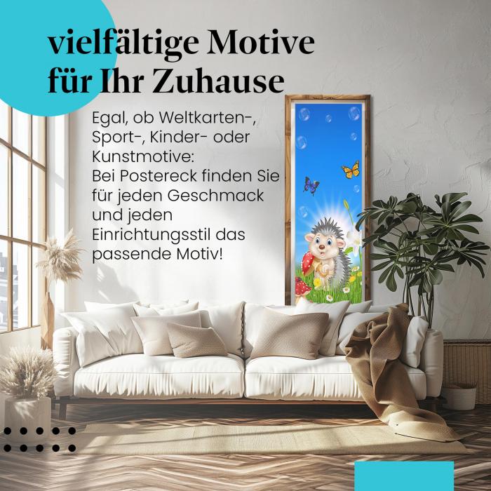 Süßer Igel: Cartoon-Poster für Kinderzimmer - liebevoll gestaltet & farbenfroh!