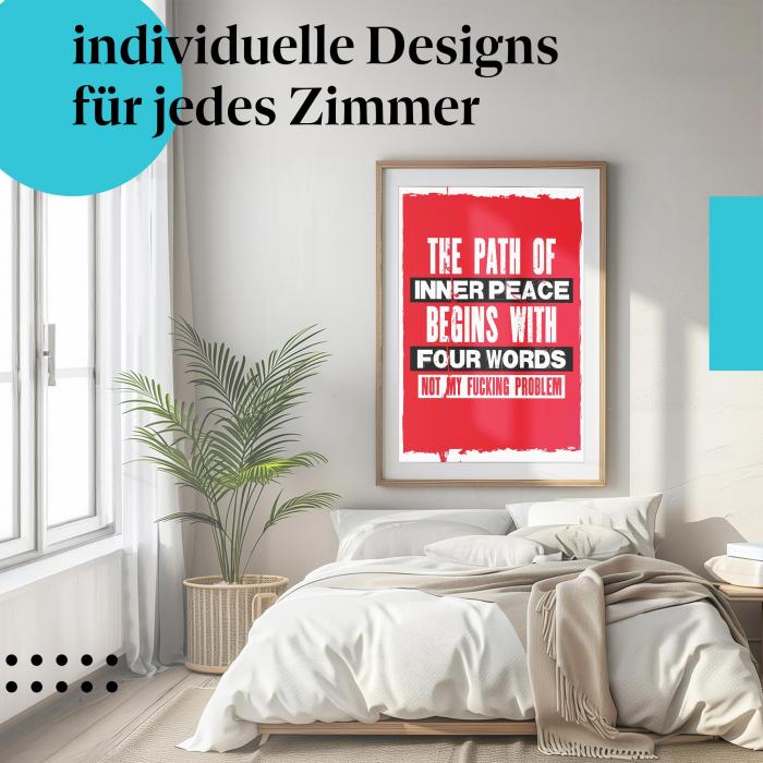 Spruch-Poster "Innerer Frieden": Provokantes Design auf Typografie-Poster