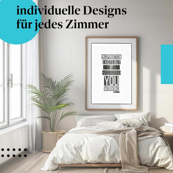 Inspirationsposter: "Inspiration finden" - Poster mit Zitat von Picasso