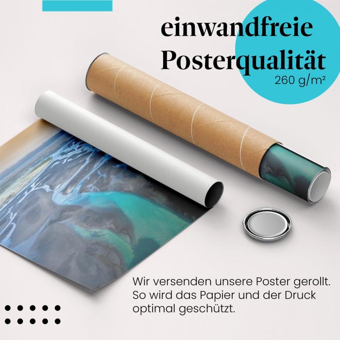 Gerolltes Poster "Island" - Einzigartige Landschaft, sicher verpackt.