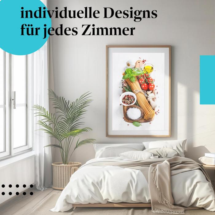 Schlafzimmer Deko: Italienische Küche mit "Pasta" Poster