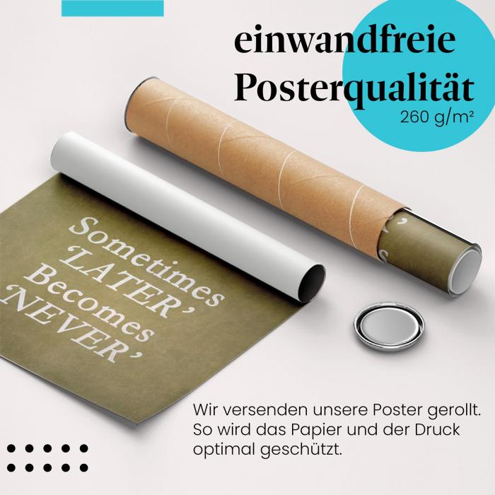 Gerolltes Poster "Jetzt handeln". Motivation & Tatkraft, sicher verpackt.